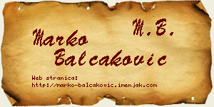 Marko Balčaković vizit kartica